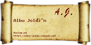 Albu Jolán névjegykártya