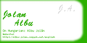 jolan albu business card